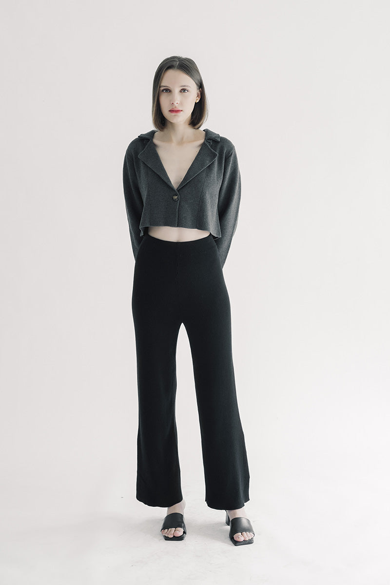 Essential Knit Blazer In Dark Grey