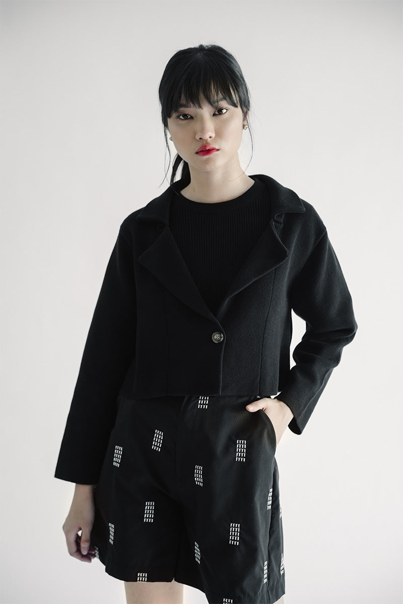 Essential Knit Blazer In Black
