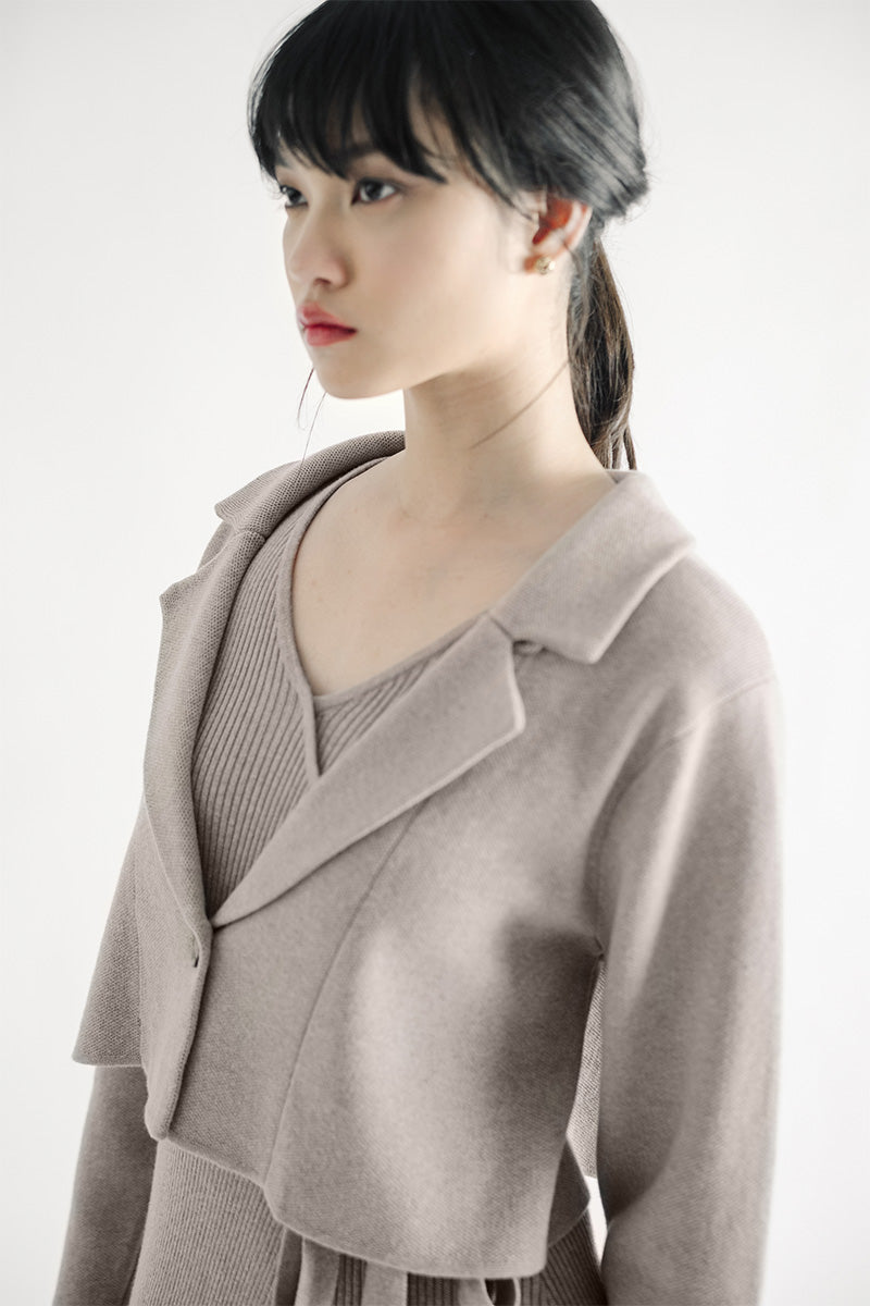 Essential Knit Blazer In Brown