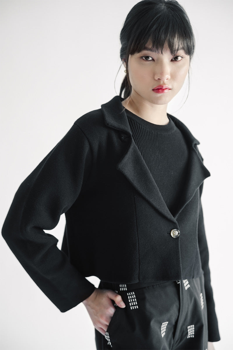 Essential Knit Blazer In Black