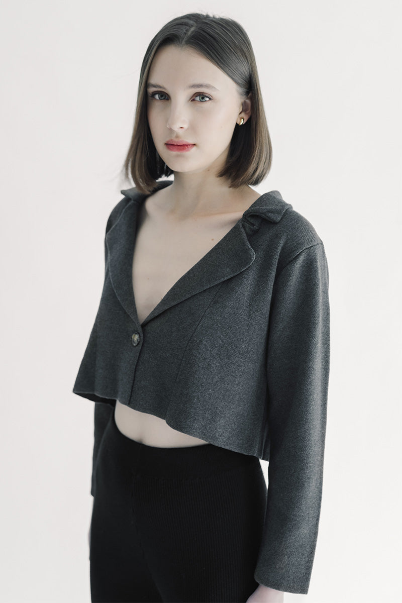 Essential Knit Blazer In Dark Grey