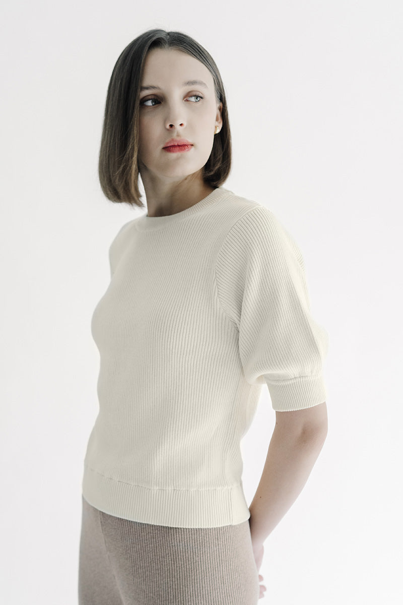 Essential Knit Blouse In Cream