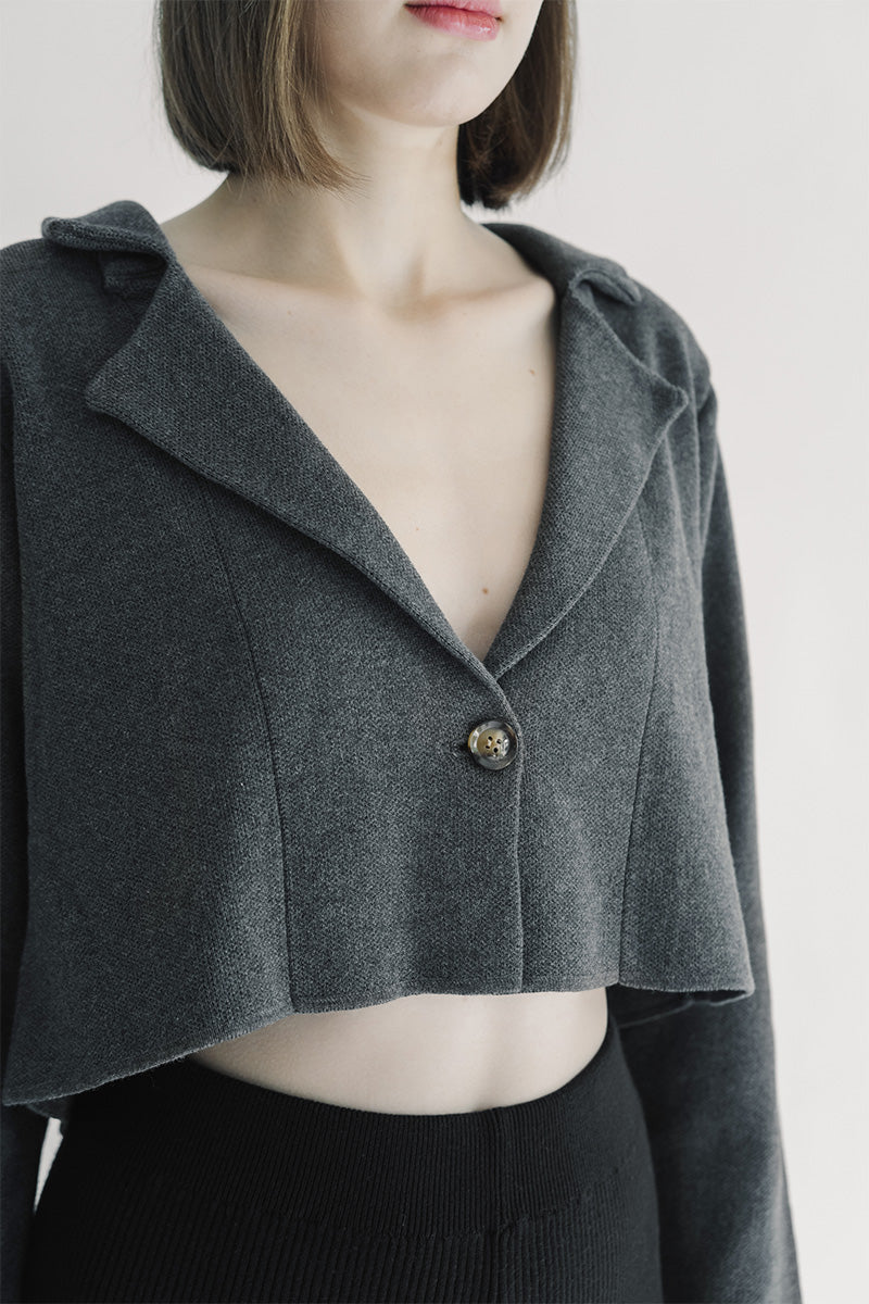 Essential Knit Blazer In Dark Grey