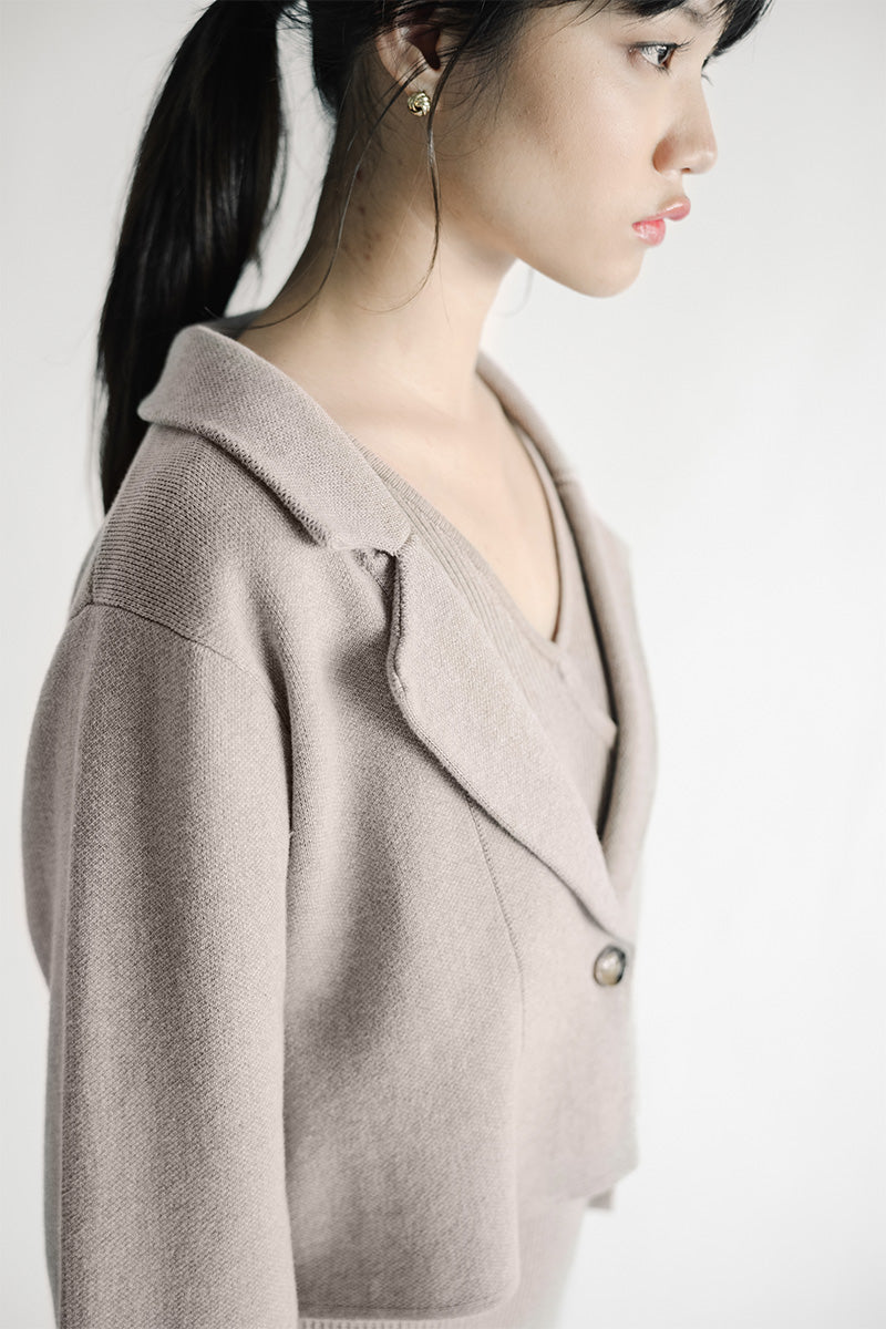 Essential Knit Blazer In Brown