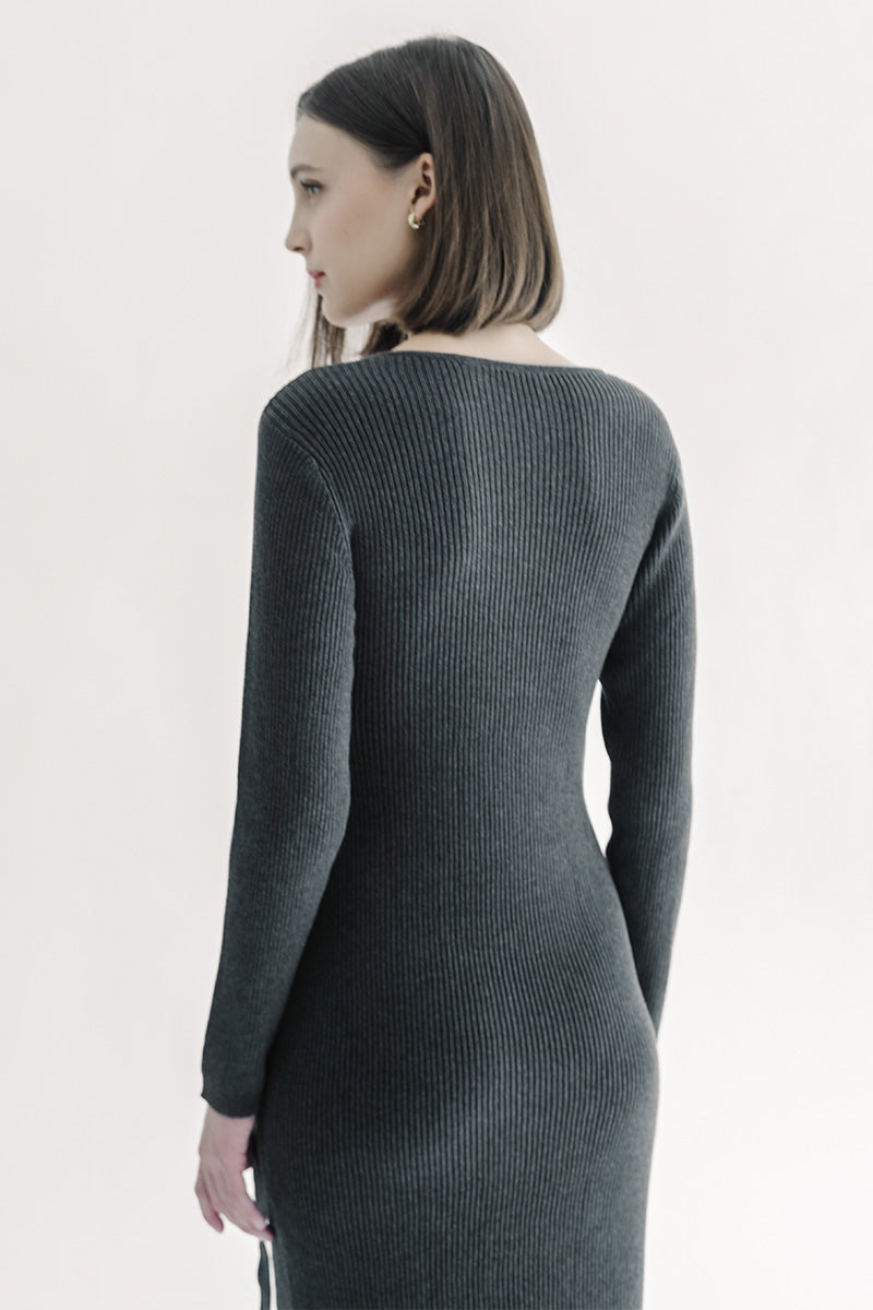 Essential Knit Dress In Dark Grey