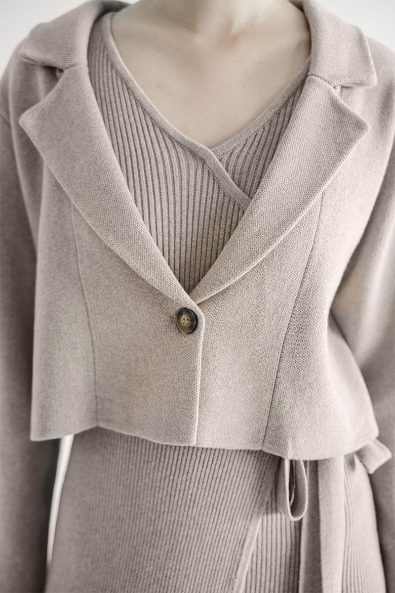 Essential Knit Blazer In Brown