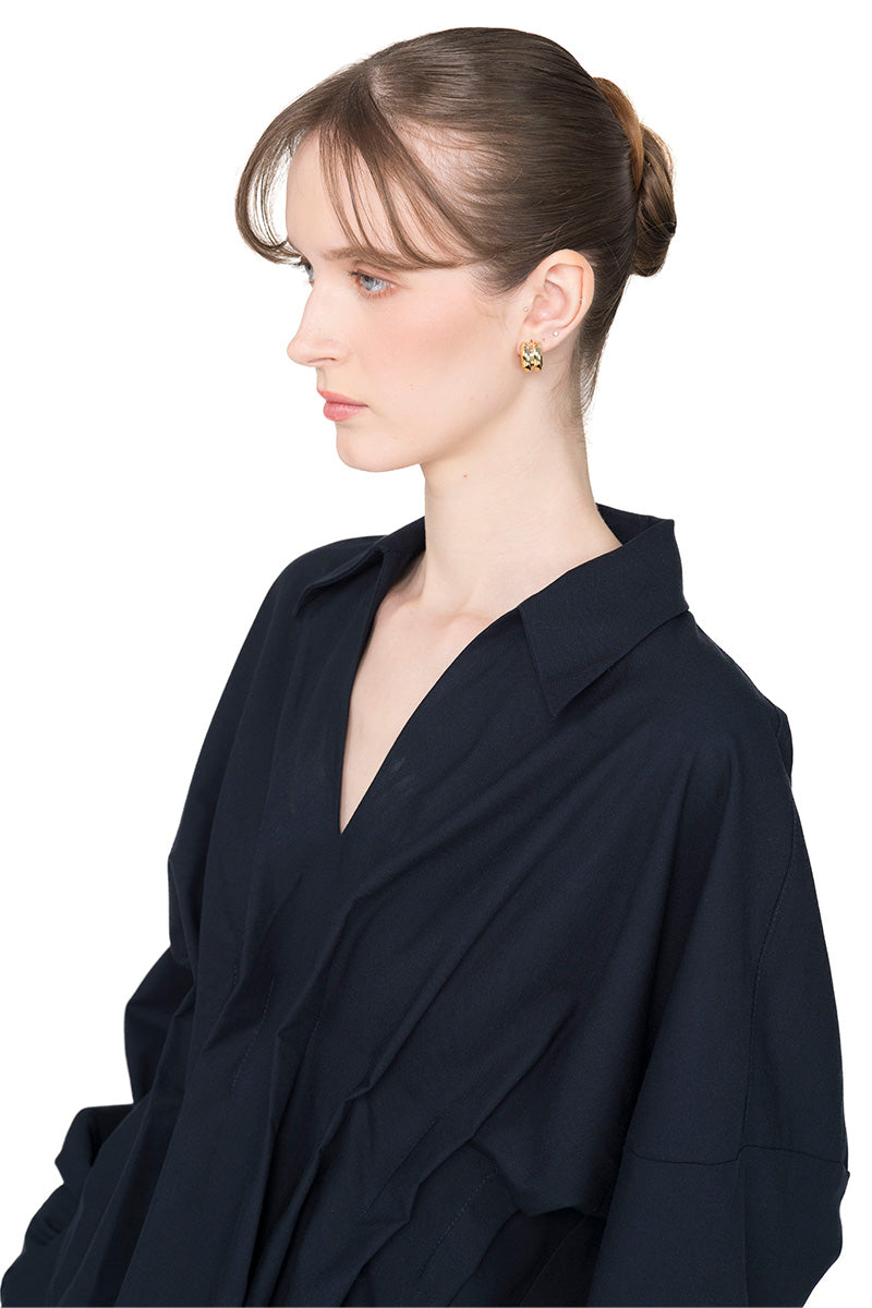 Pleated Shirt In Midnight Blue