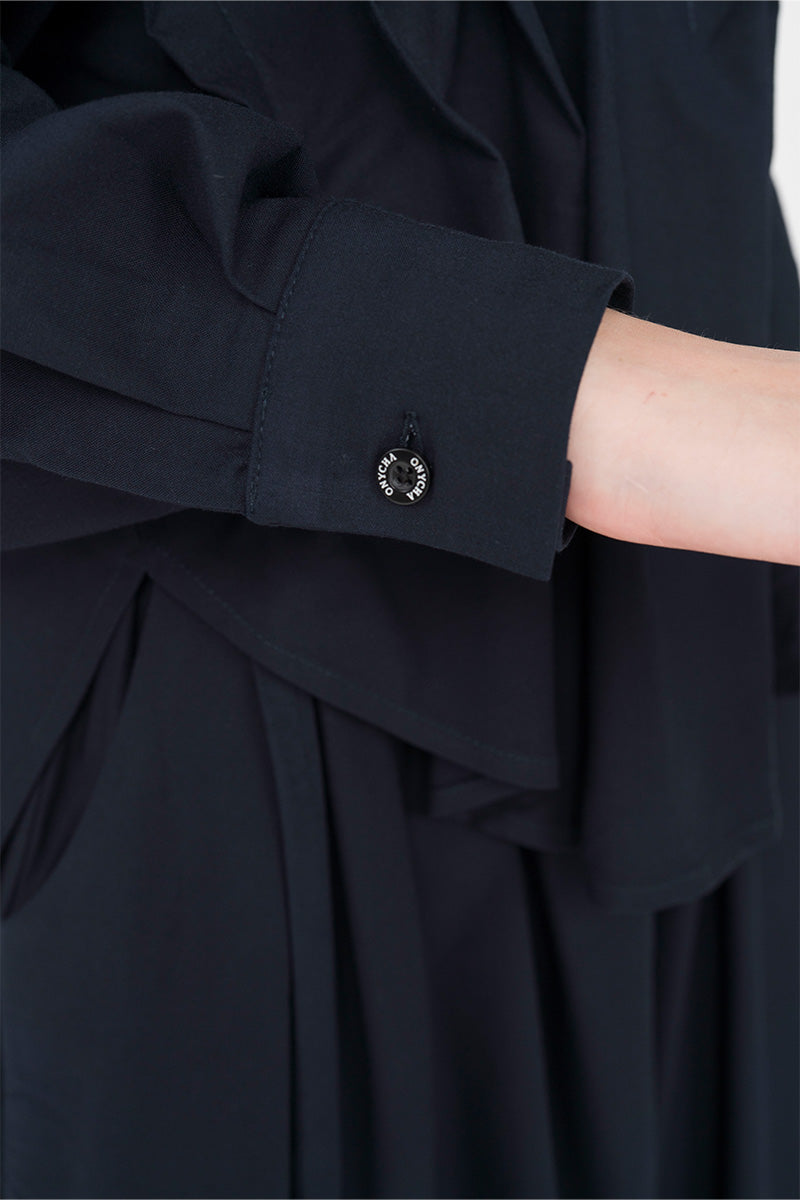 Pleated Shirt In Midnight Blue