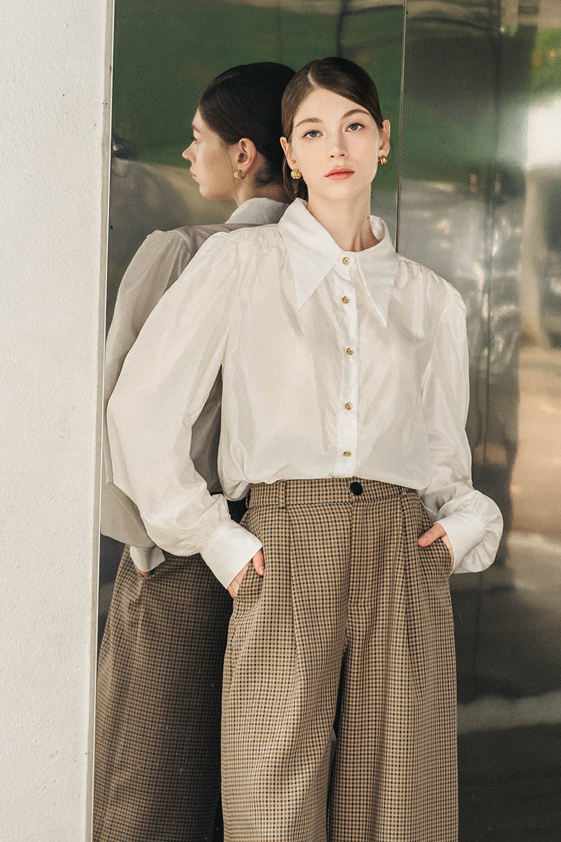 Pointed Collared Shirt In Pearl White