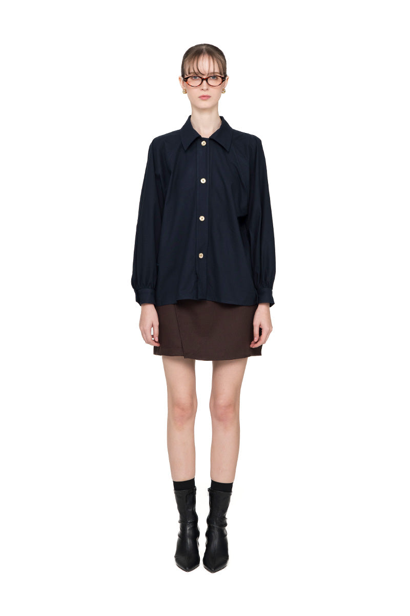Spread Collared Shirt In Midnight Blue