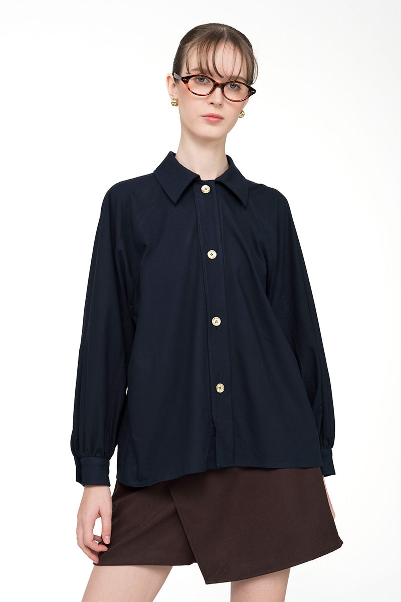 Spread Collared Shirt In Midnight Blue