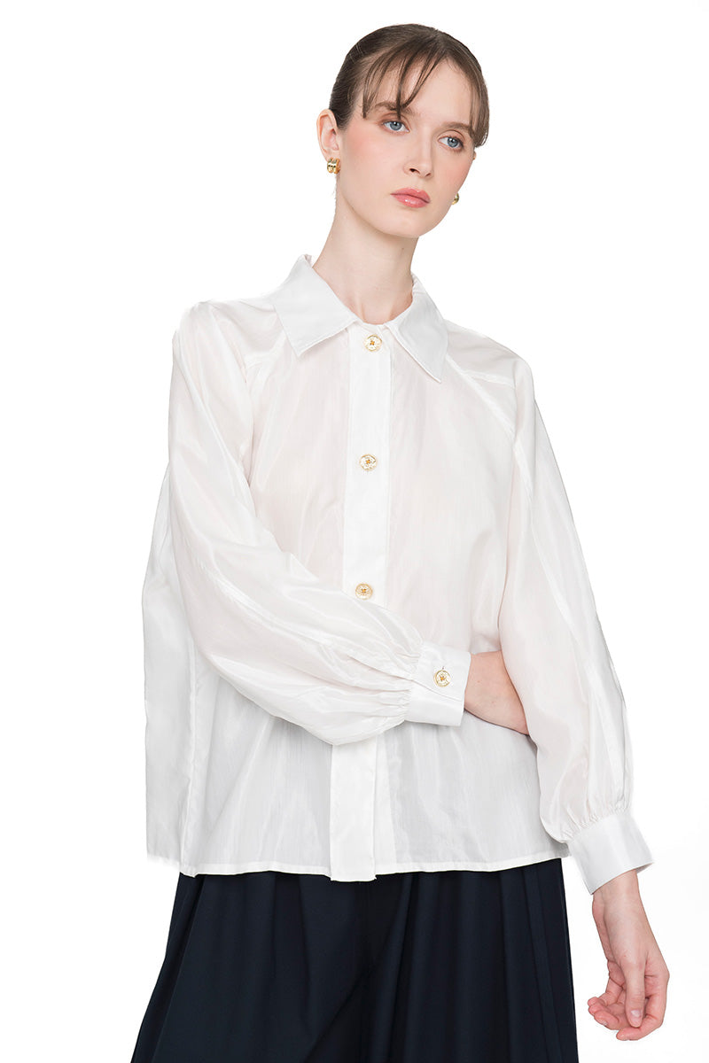 Spread Collared Shirt In Pearl White