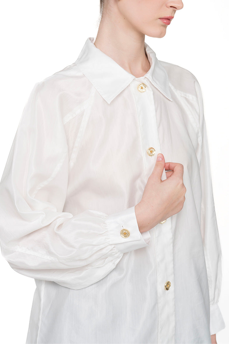 Spread Collared Shirt In Pearl White