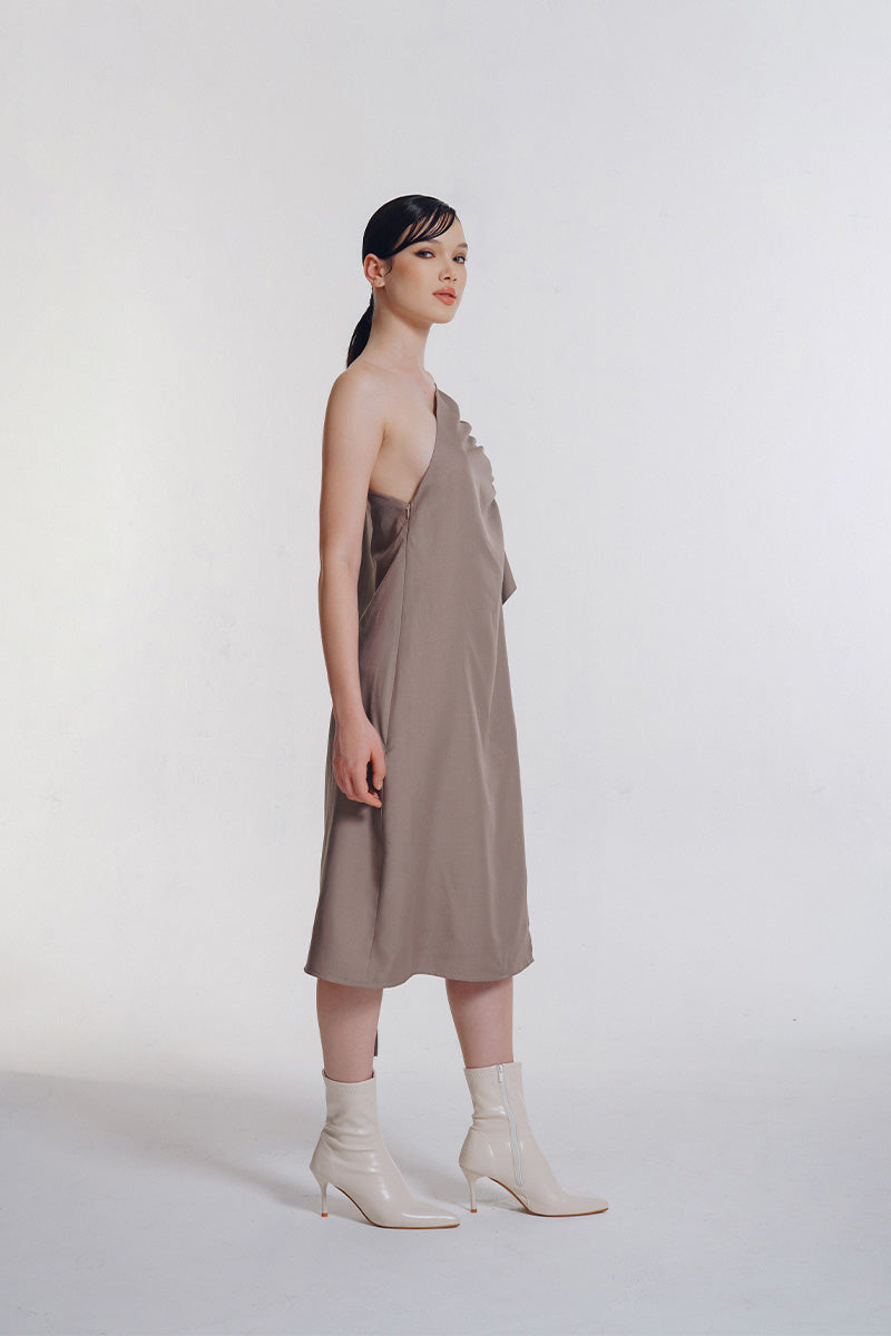 Asymmetrical Dress In Brown