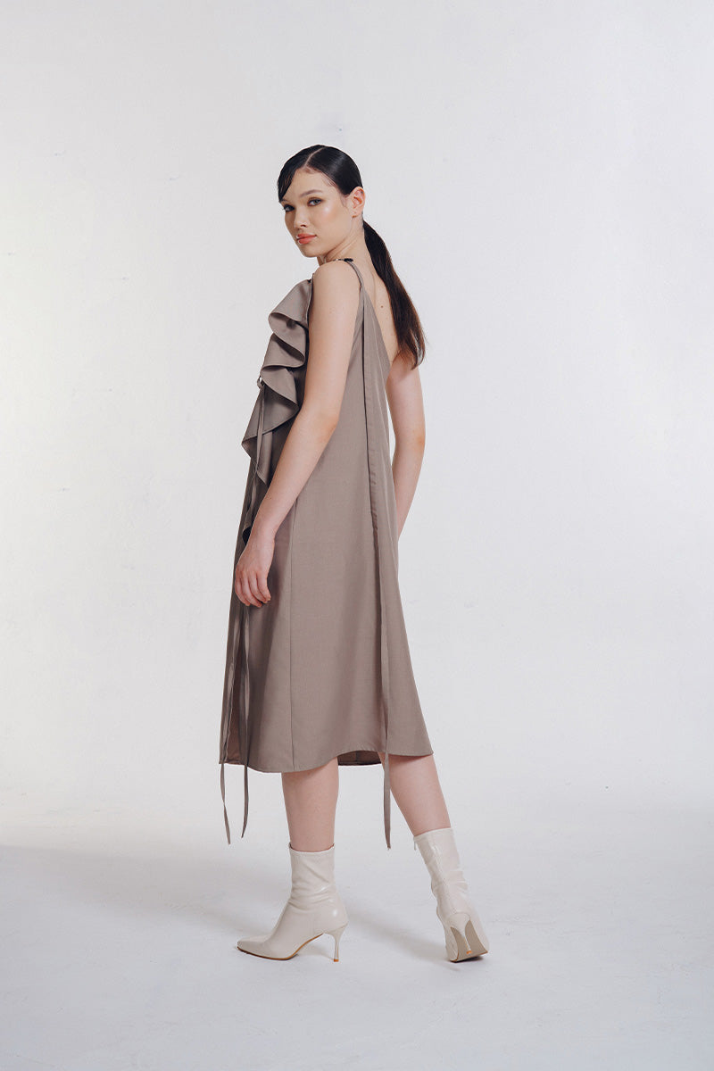 Asymmetrical Dress In Brown