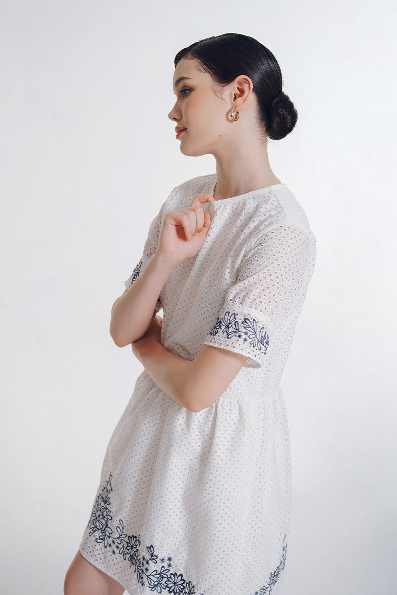 Embroidery Dress In White