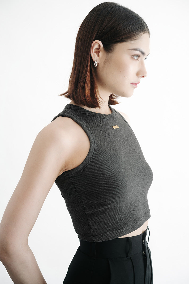 Essential Crop Top In Dark Grey