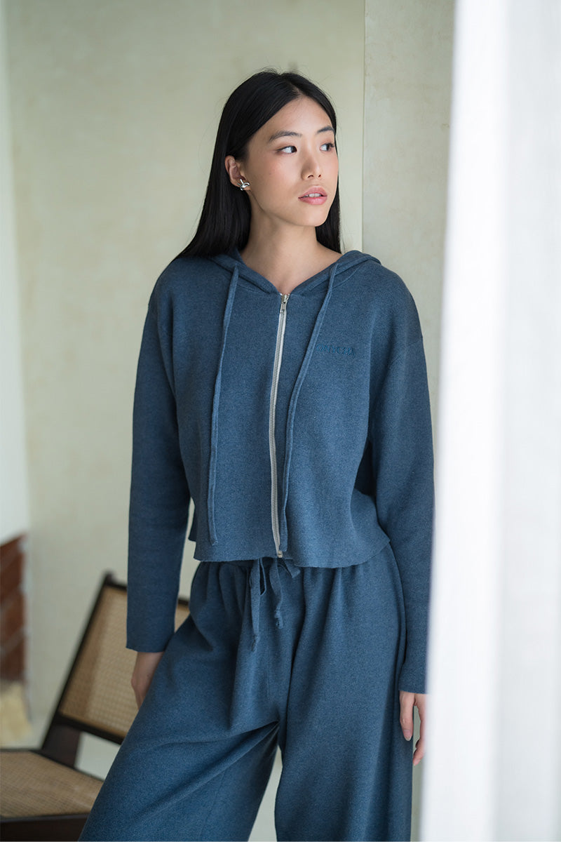 Essential Cotton-Jersey Hoodie In Slate Blue