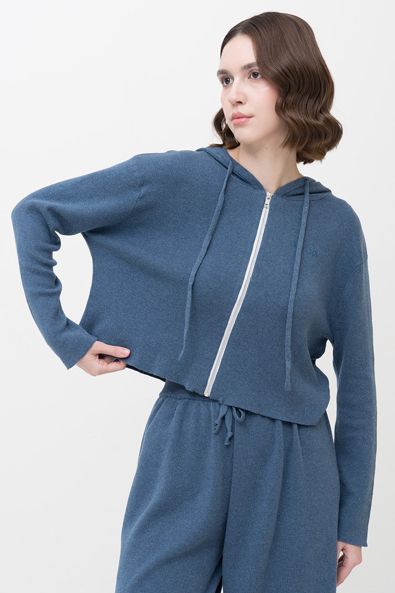 Essential Cotton-Jersey Hoodie In Slate Blue