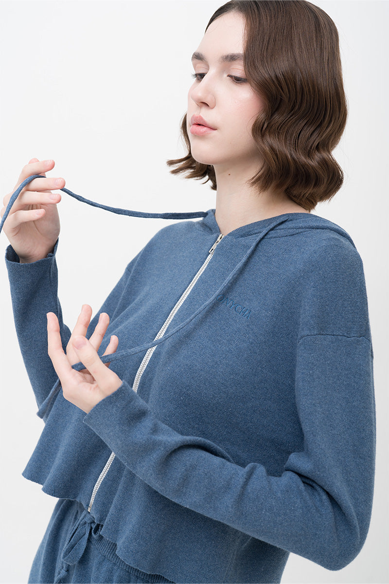 Essential Cotton-Jersey Hoodie In Slate Blue