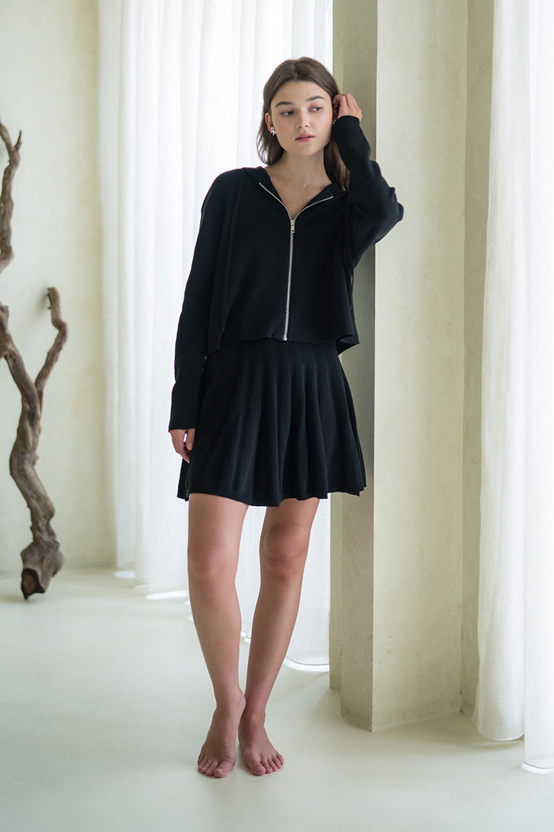 Essential Pointelle-Knit Mini Skirt In Black