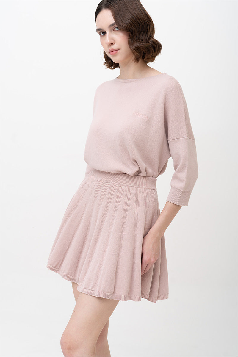 Essential Pointelle-Knit Mini Skirt In Dusty Pink