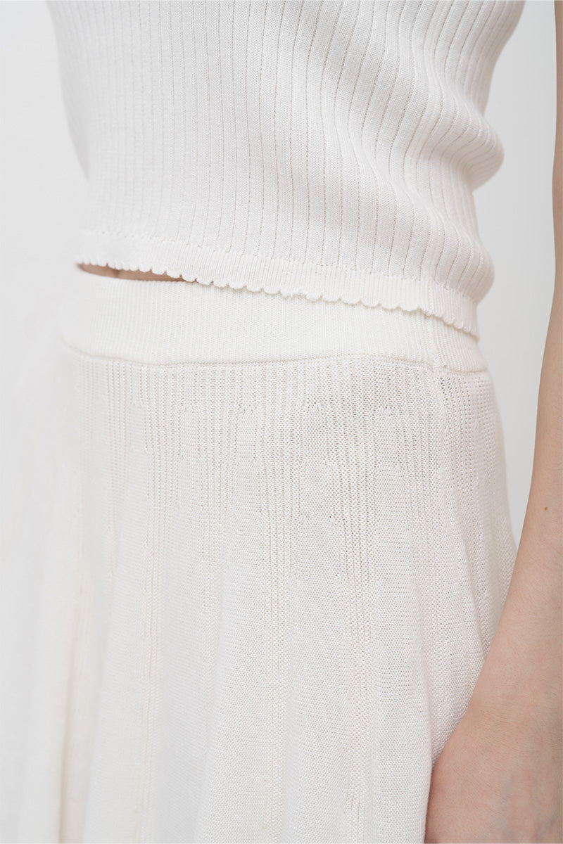 Essential Pointelle-Knit Mini Skirt In Ivory
