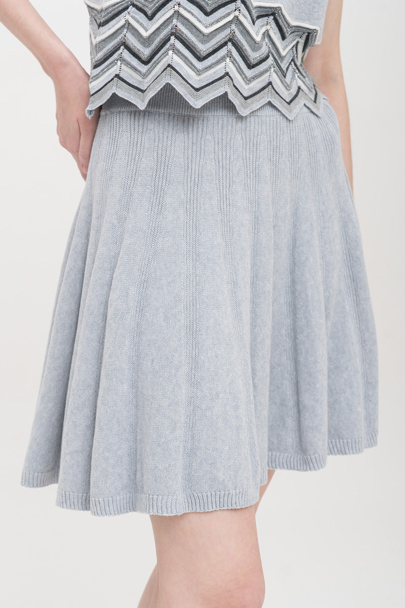 Essential Pointelle-Knit Mini Skirt In Light Grey