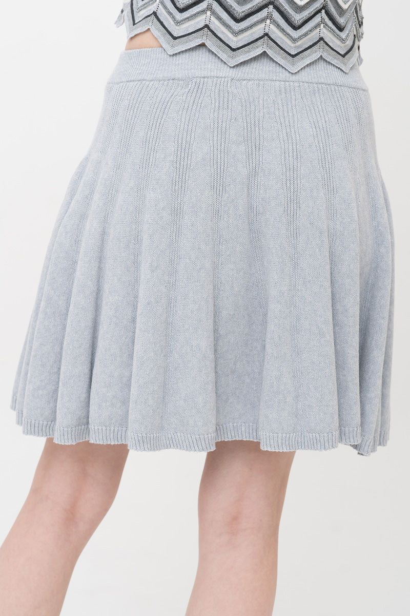 Essential Pointelle-Knit Mini Skirt In Light Grey