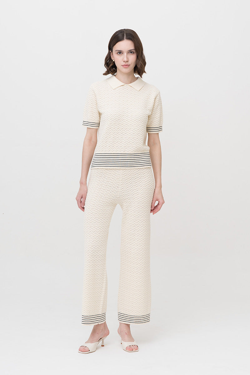 Essential Pointelle-Knit Pants In Cream