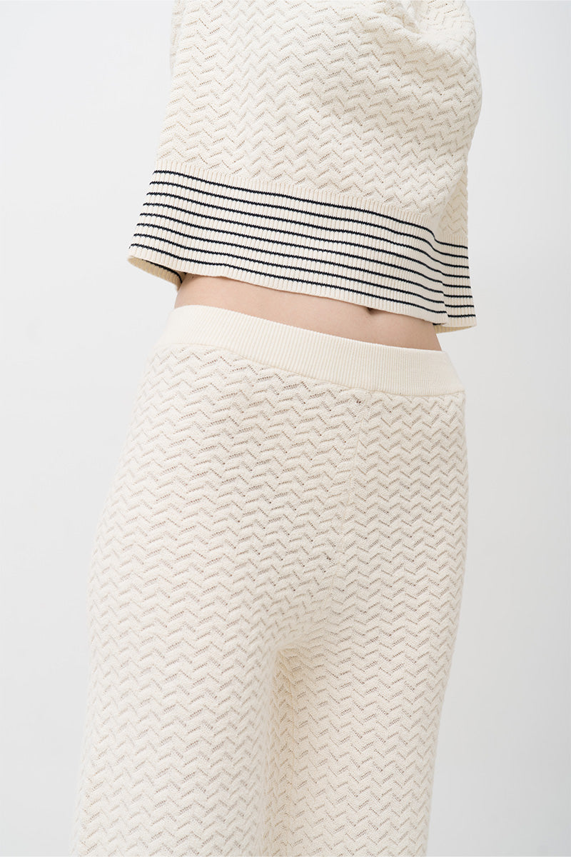 Essential Pointelle-Knit Pants In Cream