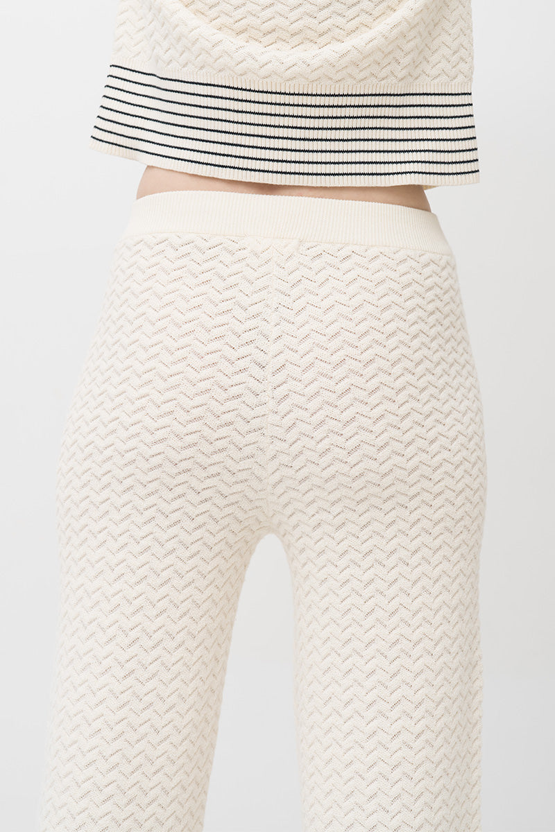 Essential Pointelle-Knit Pants In Cream
