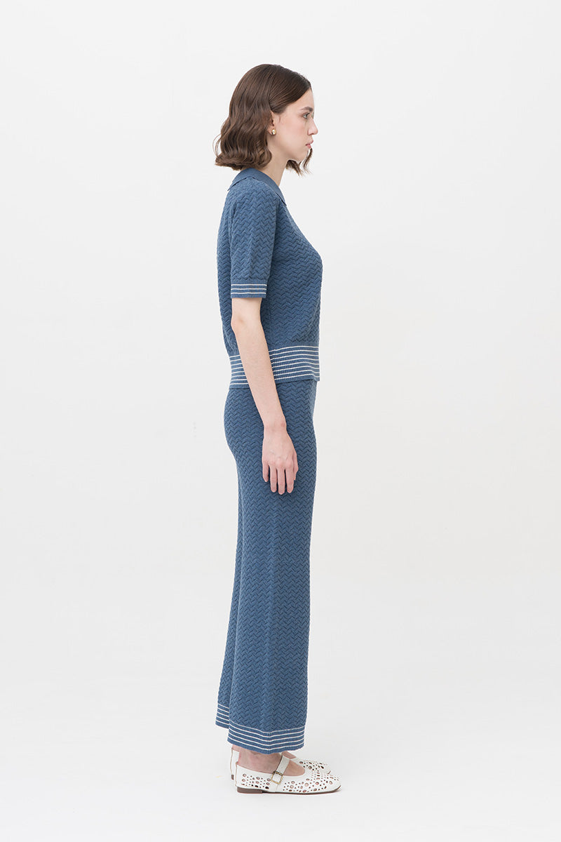 Essential Pointelle-Knit Pants In Slate Blue