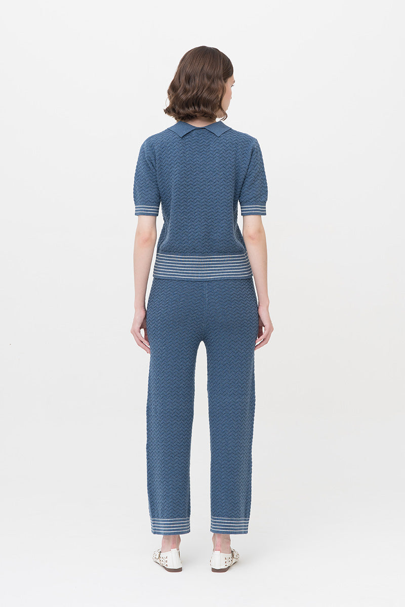 Essential Pointelle-Knit Pants In Slate Blue