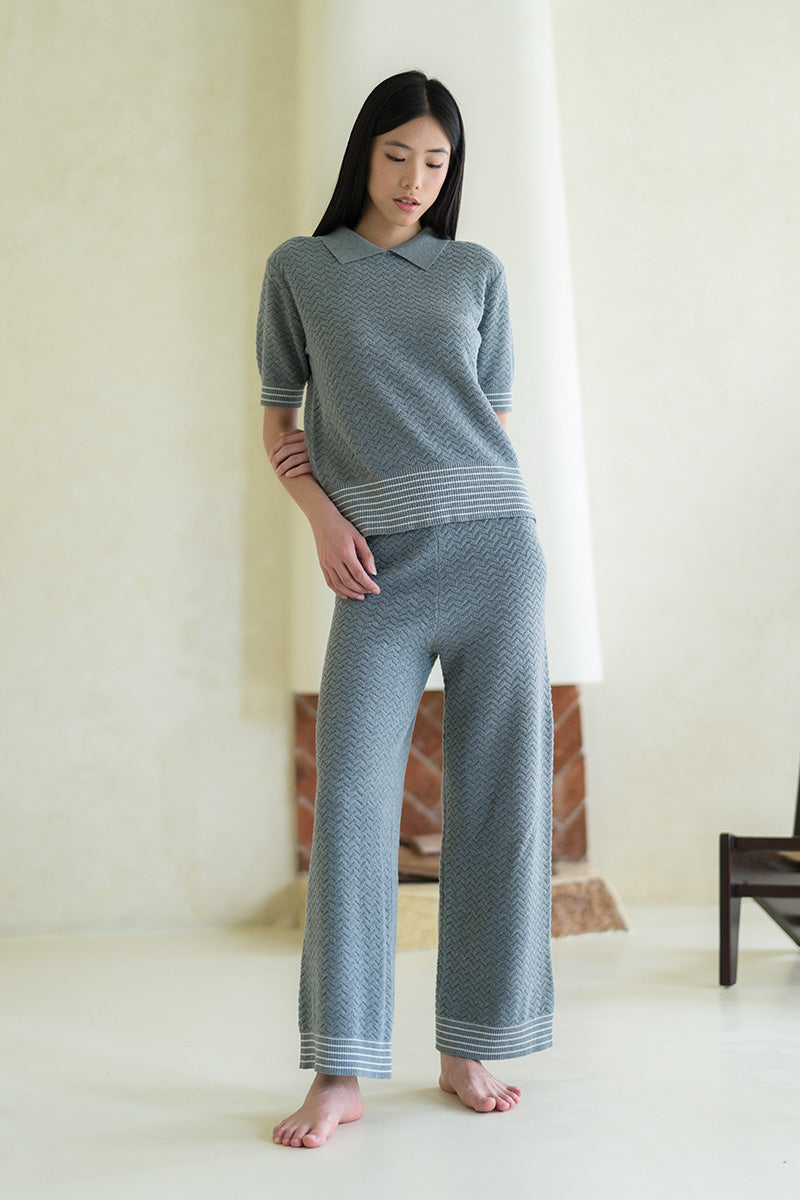 Essential Pointelle-Knit Pants In Stone Grey