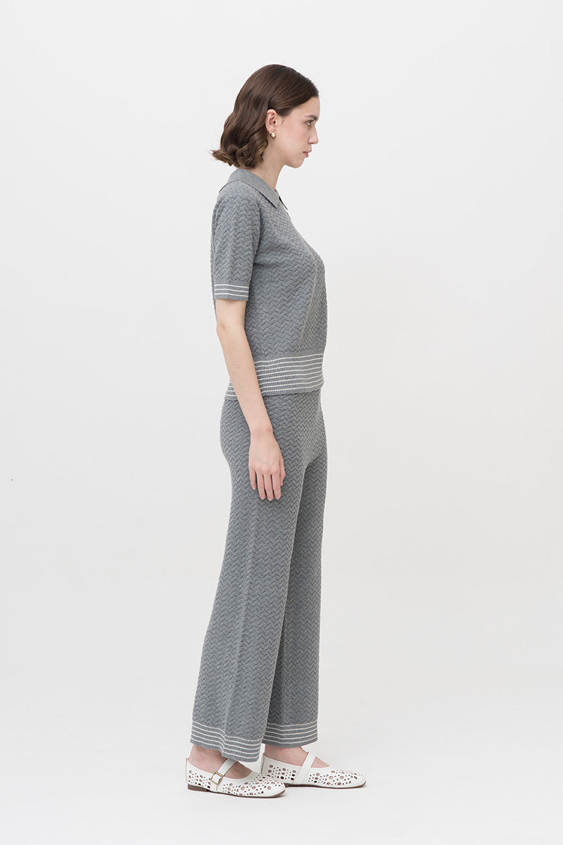 Essential Pointelle-Knit Pants In Stone Grey