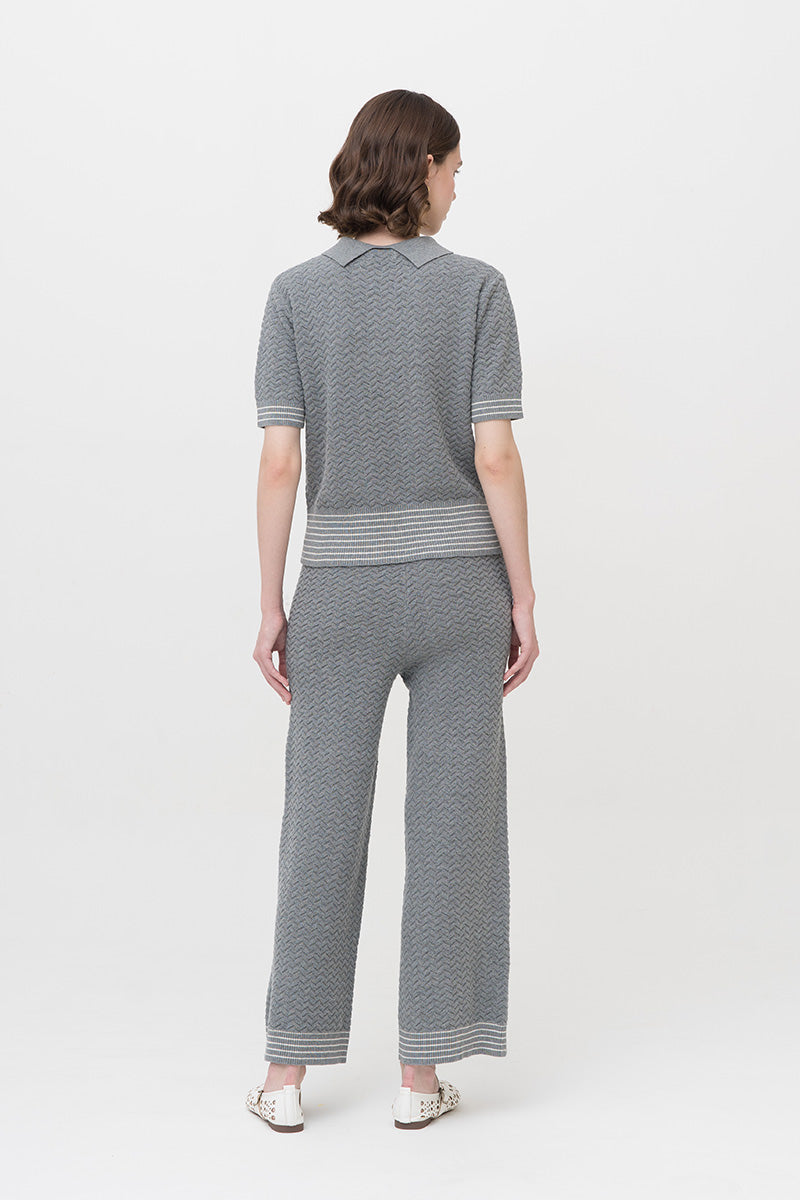 Essential Pointelle-Knit Pants In Stone Grey