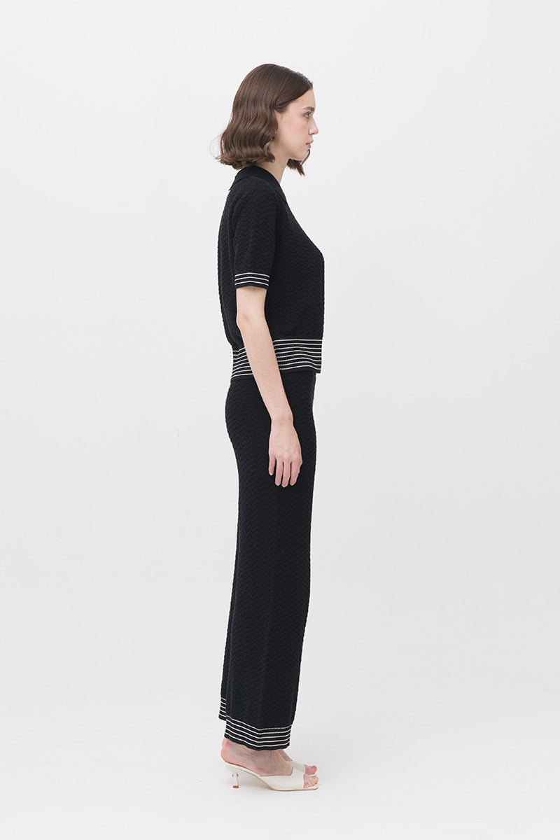 Essential Pointelle-Knit Polo Shirt In Black