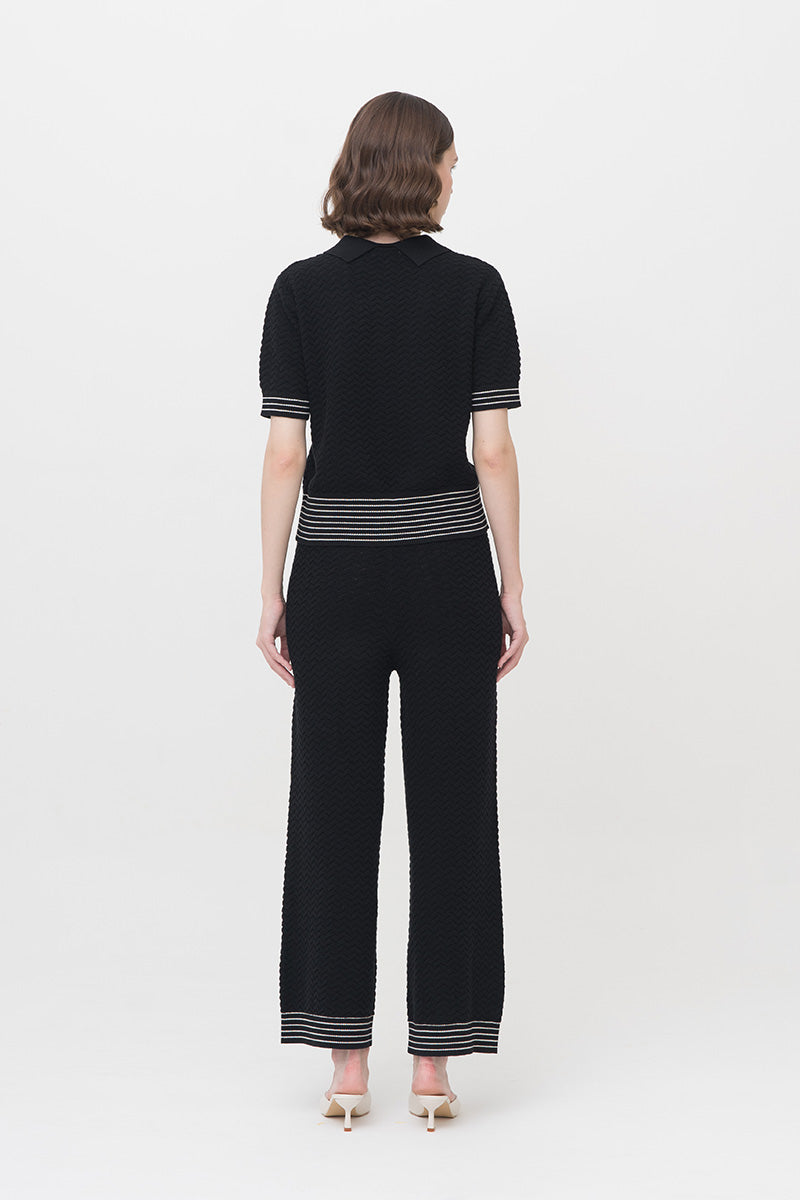 Essential Pointelle-Knit Polo Shirt In Black