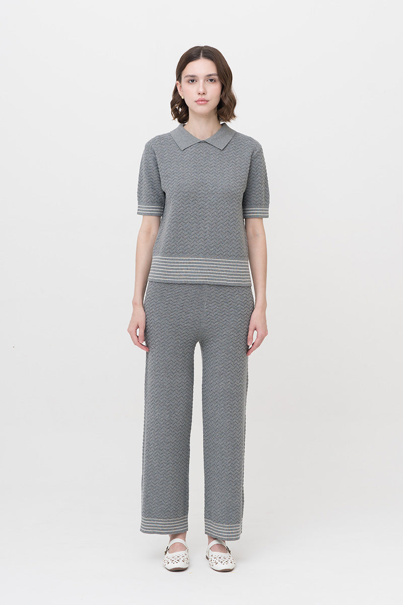 Essential Pointelle-Knit Polo Shirt In Stone Grey