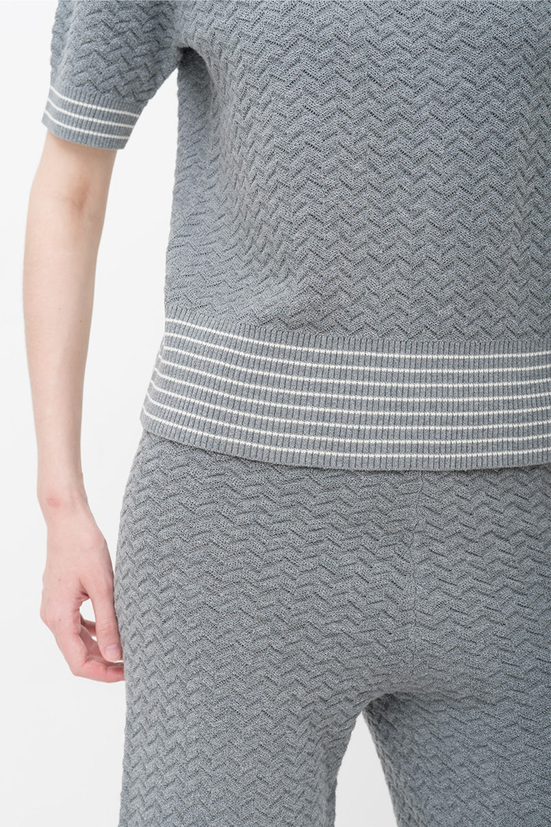 Essential Pointelle-Knit Polo Shirt In Stone Grey