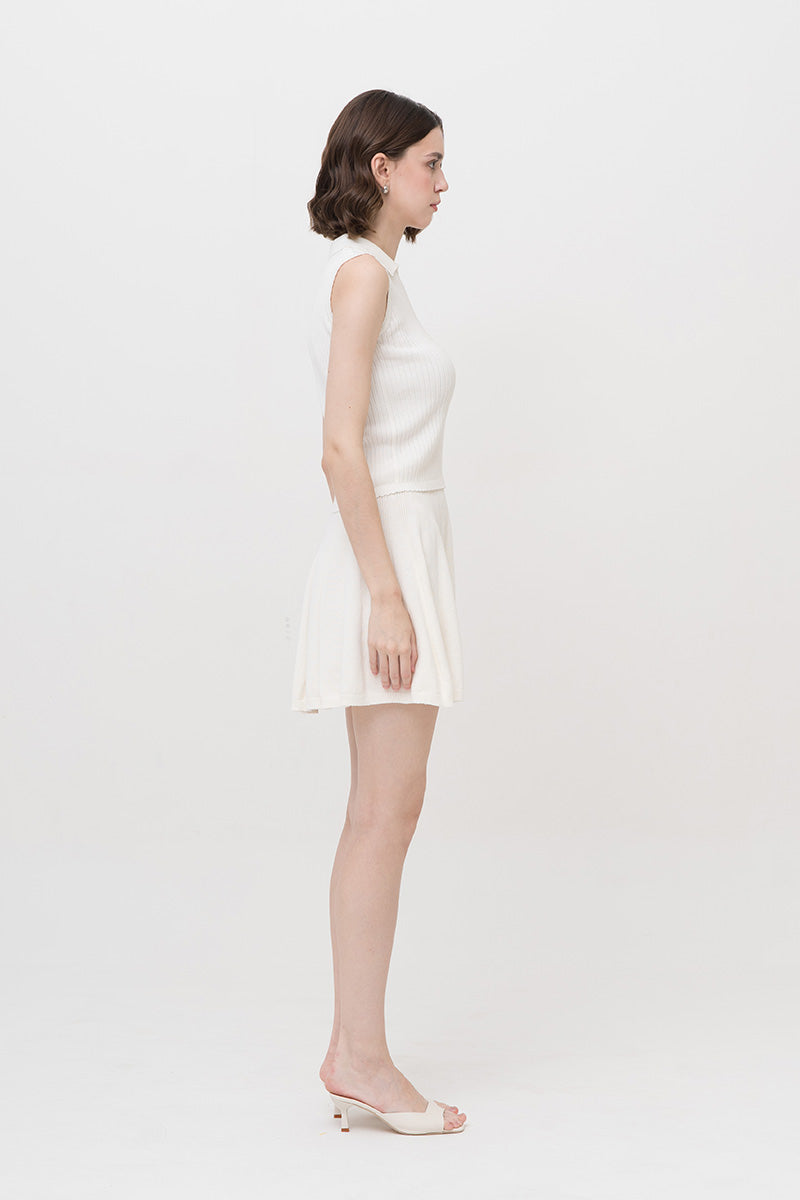 Essential Rib-Knit Cotton Polo Vest In Ivory