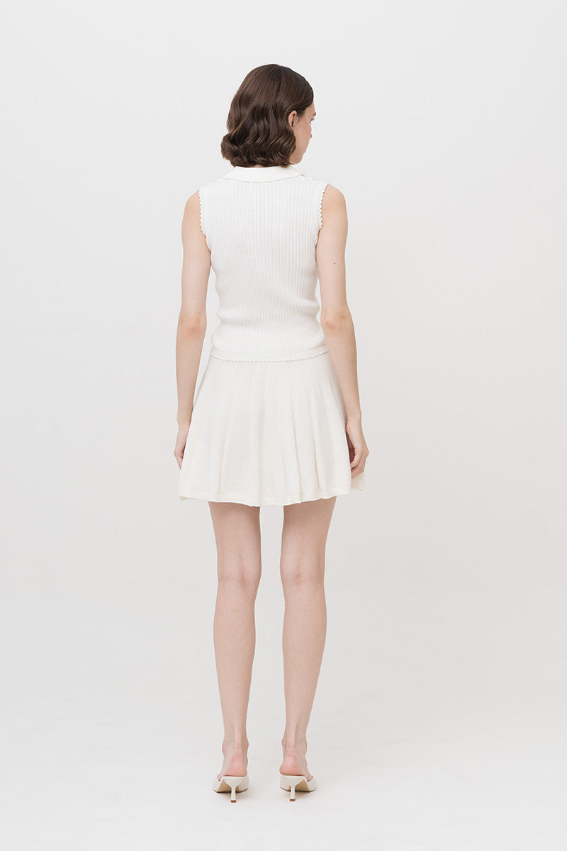 Essential Rib-Knit Cotton Polo Vest In Ivory