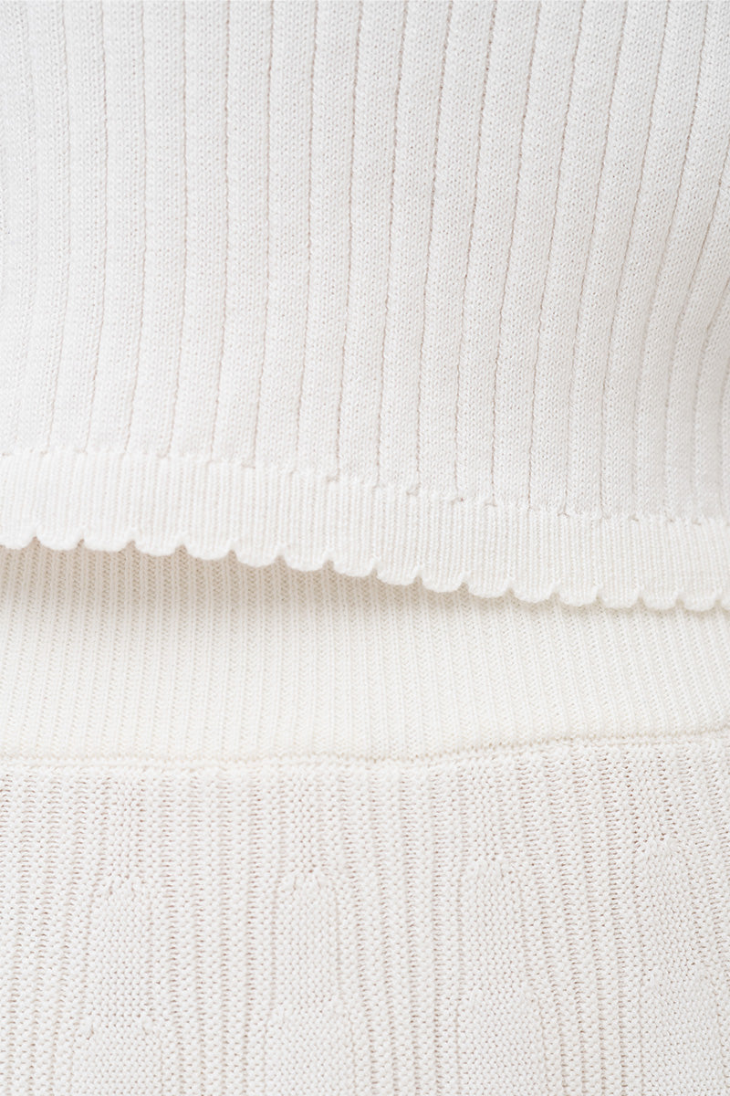 Essential Rib-Knit Cotton Polo Vest In Ivory