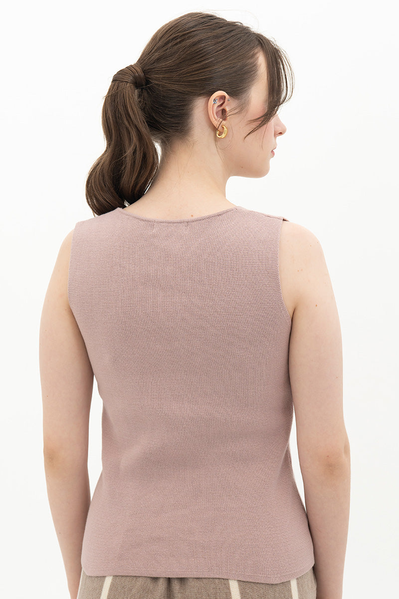 Essential Flower Buttoned Vest In Mauve Pink