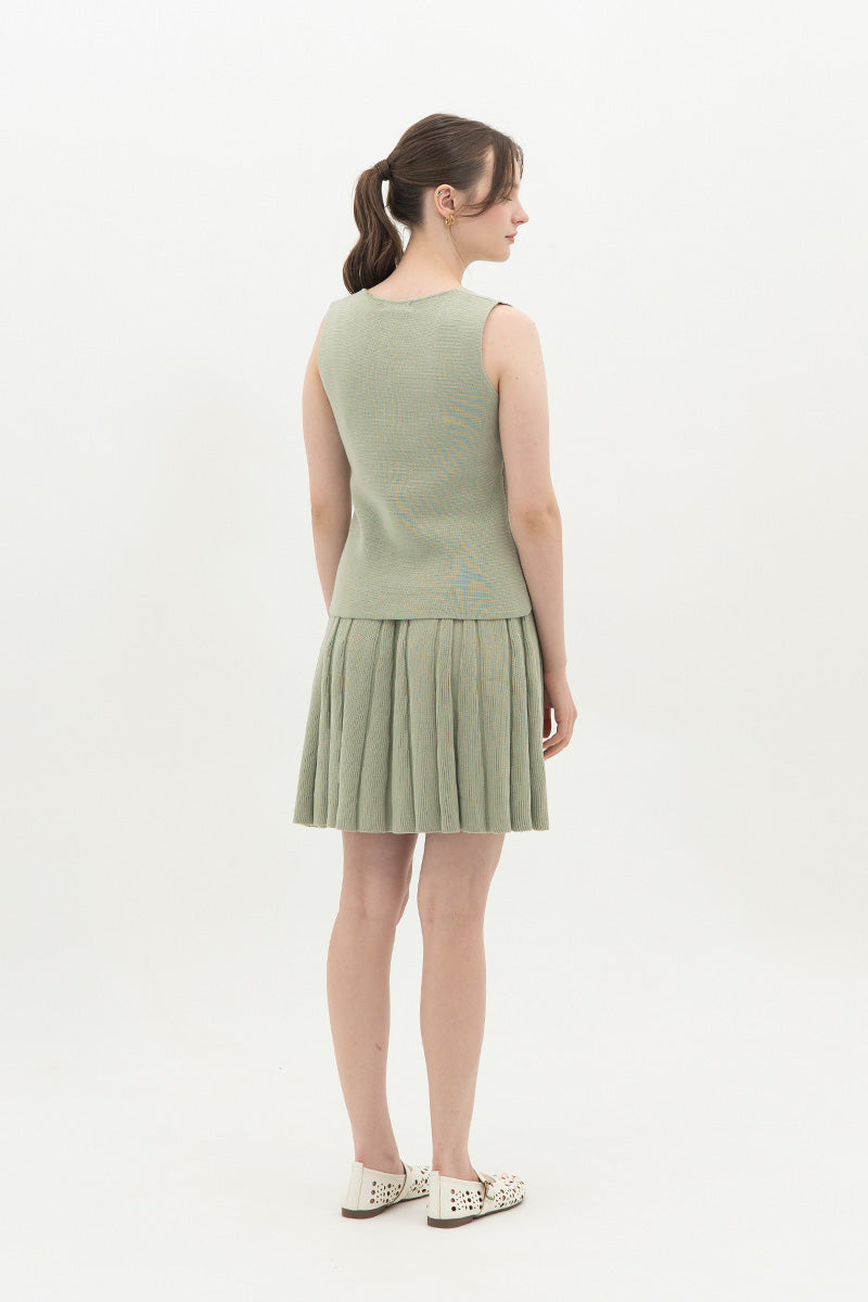 Essential Flower Buttoned Vest In Sage Green