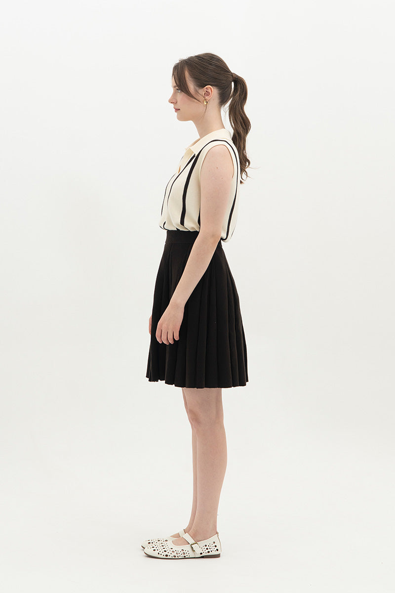 Essential Pleated Knit Mini Skirt In Cacao