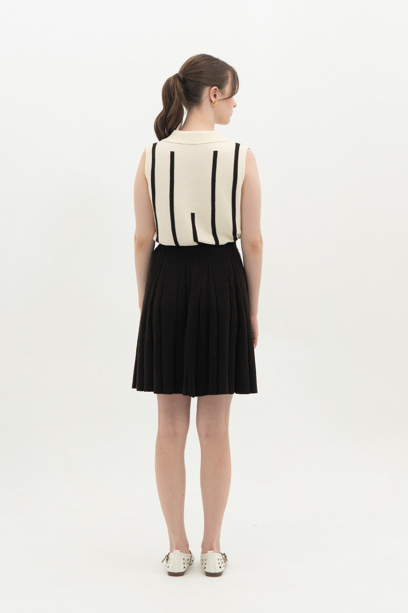 Essential Pleated Knit Mini Skirt In Cacao