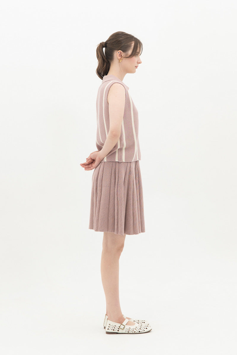 Essential Pleated Knit Mini Skirt In Mauve Pink