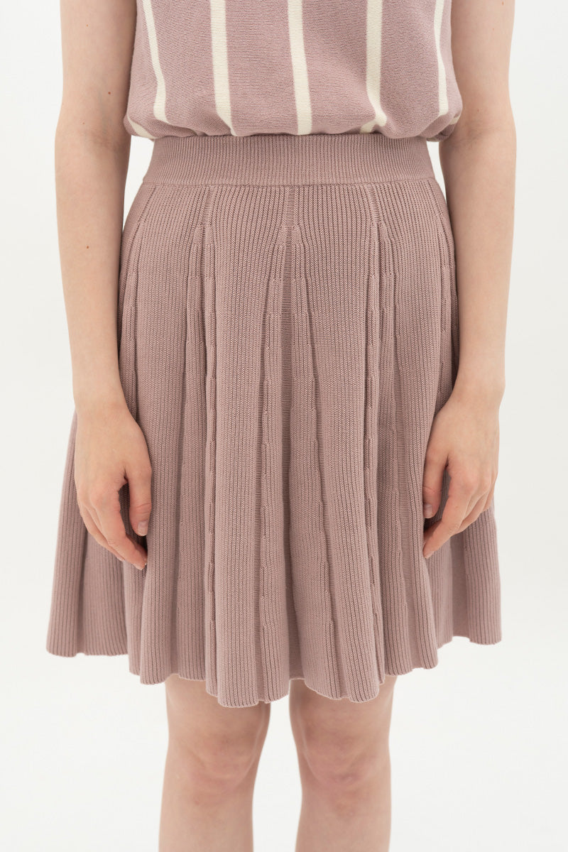 Essential Pleated Knit Mini Skirt In Mauve Pink